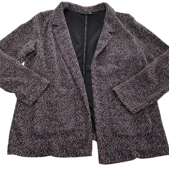 Black Tape Blazer Womens Small Black White Open Front Textured Knit Jacket Coat - Picture 1 of 7